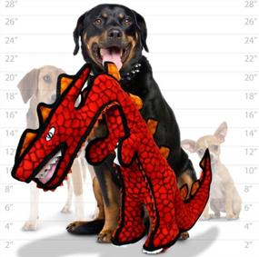 img 1 attached to 🦖 Ultimate Tuffiness Unleashed: Dinosaur Destructosaurus Soft Dog Toy - Built Durable, Strong, and Tough! Try interactive play with Tug, Toss & Fetch. Machine Washable, Floats too!