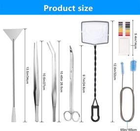 img 3 attached to Stainless Steel Aquarium Plant Tools Kit - 8 in 1 Fish Tank Aquascaping Tools Including Tweezers, Scissors, Scrapers, PH Paper, Fish Net, Tank Clean Brush, and Storage Bag