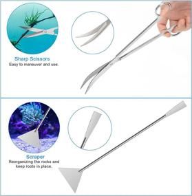 img 1 attached to Stainless Steel Aquarium Plant Tools Kit - 8 in 1 Fish Tank Aquascaping Tools Including Tweezers, Scissors, Scrapers, PH Paper, Fish Net, Tank Clean Brush, and Storage Bag