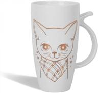 white ceramic cat coffee mug 20oz large animal tea cup teagas logo