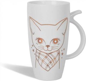 img 4 attached to Белая керамическая кошачья кружка для кофе 20Oz, большая анимационная чашка для чая Teagas