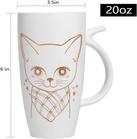 img 3 attached to Белая керамическая кошачья кружка для кофе 20Oz, большая анимационная чашка для чая Teagas