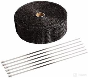 img 3 attached to 🚗 Etopars 5CM X 5M Fiberglass Roll - Black Racing Exhaust Heat Header Pipe Wrap Tape Sleeve with 6 Ties for Car