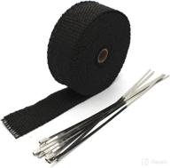 🚗 etopars 5cm x 5m fiberglass roll - black racing exhaust heat header pipe wrap tape sleeve with 6 ties for car logo