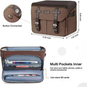 img 2 attached to MOSISO PU Leather Camera Messenger Bag, DSLR/SLR/Mirrorless Gadget Flap Shoulder Crossbody Case With Rain Cover For Canon/Nikon/Sony Cameras And Lenses, Brown