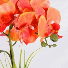 img 2 attached to Orchid Bonsai Arrangement With Vase: Decorative Phalaenopsis Artificial Flowers For Home, Office, Or Party Decor In Orange By VIVILINEN