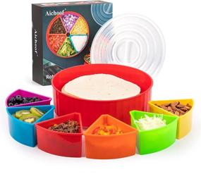 img 4 attached to Taco Tuesday Made Easy: Aichoof Rotating Snack Tray With 6 Removable Bowls & Lid!