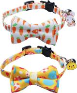 🐱 2 pack easter cat collars with bow tie bell, breakaway adjustable cat kitten collars featuring bowtie bell bunny chick for cats kittens (easter eggs & radishes) - enhanced seo логотип