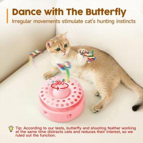 img 2 attached to Potaroma Pink Cat Toy: 3-In-1 Interactive Electronic Kitten Toy With Fluttering Butterfly, Ambush Feather, And Catnip Bell Track Balls. Dual Power, Provides Indoor Exercise And Entertains Cats.