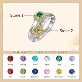 img 3 attached to Express Your Love With Personalized Sunflower Promise Ring: S925 Sterling Silver Custom Engraved Name & Birthstone | Ideal Engagement & Wedding Ring For Women | JewelOra Exclusively