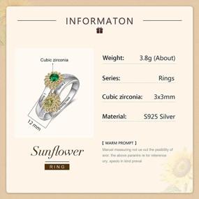 img 1 attached to Express Your Love With Personalized Sunflower Promise Ring: S925 Sterling Silver Custom Engraved Name & Birthstone | Ideal Engagement & Wedding Ring For Women | JewelOra Exclusively