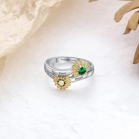 img 2 attached to Express Your Love With Personalized Sunflower Promise Ring: S925 Sterling Silver Custom Engraved Name & Birthstone | Ideal Engagement & Wedding Ring For Women | JewelOra Exclusively
