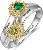 express your love with personalized sunflower promise ring: s925 sterling silver custom engraved name & birthstone | ideal engagement & wedding ring for women | jewelora exclusively logo