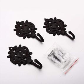 img 3 attached to Vintage Antique Style Heavy Duty Wall Coat Hooks (3 Pack) - Ambipolar Indian Leaf Design - Black Finish