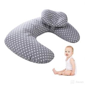 img 4 attached to 🤱 TOFOAN Baby Breastfeeding Nursing Pillow: Detachable, Machine Washable, Multifunction 45° Angle U Shape Infant Support Pillow, Grey Point Design
