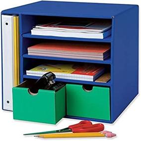 img 2 attached to Classroom Keepers Management Center With 4 Slots And 2 Drawers, Blue, 12-3/8 Inches Height X 13-1/2 Inches Width X 12-3/8 Inches Depth - 1 Center