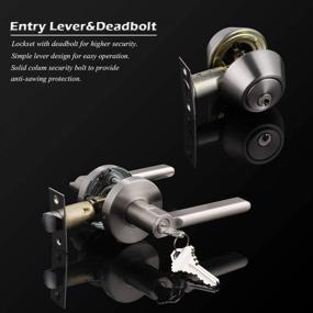 img 1 attached to Satin Nickel Keyed-Alike Entry Door Handle Set With Single Cylinder Deadbolt And Exterior Lock, Ideal For Entrance Security - 1 Pack By GOBEKOR