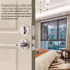 img 2 attached to Satin Nickel Keyed-Alike Entry Door Handle Set With Single Cylinder Deadbolt And Exterior Lock, Ideal For Entrance Security - 1 Pack By GOBEKOR