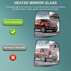 img 3 attached to Замена зеркала для слепых зон с подогревом для Ford F150 2015-2020 - зеркало бокового вида со стороны пассажира с выпуклым стеклом и задним держателем FL3Z17K707A