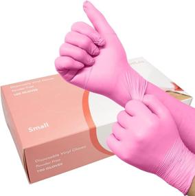img 4 attached to Pink Vinyl Disposable Gloves - 100 Pack | Latex-Free, Powder-Free Food Grade Exam Gloves for Cleaning, Food Prep, Kitchen Use (Medium)