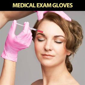 img 1 attached to Pink Vinyl Disposable Gloves - 100 Pack | Latex-Free, Powder-Free Food Grade Exam Gloves for Cleaning, Food Prep, Kitchen Use (Medium)