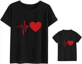 img 4 attached to Adorable Heartbeat Love Funny Mom Son Daughter Matching T-Shirts for a Perfect Mother & Daughter Matching Set - Mom & Baby Shirts