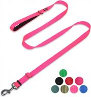 hyhug pets heavy duty nylon leash with soft neoprene padded handle - adjustable 6ft lead for medium, large, and giant dogs - ideal for training and daily use - hot pink (large) logo