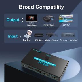 img 3 attached to SGEYR HDMI Switcher 3 In 1 Out - 4K@60Hz HDMI 2.0 Splitter With Remote, Metal Selector Box For HDCP 2.2, Ultra HD 3D 2160P 1080P Support