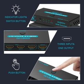 img 1 attached to SGEYR HDMI Switcher 3 In 1 Out - 4K@60Hz HDMI 2.0 Splitter With Remote, Metal Selector Box For HDCP 2.2, Ultra HD 3D 2160P 1080P Support