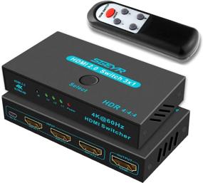img 4 attached to SGEYR HDMI Switcher 3 In 1 Out - 4K@60Hz HDMI 2.0 Splitter With Remote, Metal Selector Box For HDCP 2.2, Ultra HD 3D 2160P 1080P Support
