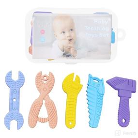img 4 attached to 👶 FYY Silicone Teething Toys for Babies 0-6 Months and 6-12 Months - Pack of 5 BPA-Free Baby Teethers with Storage Box, Soothing Teething Relief Chew Toys for Toddlers