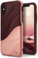чехол rose blush ringke wave для iphone x - двухслойный текстурированный защитный дизайн для беспроводной зарядки qi и устойчивости к падениям логотип