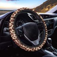 🦒 toaddmos giraffe skin animal print car steering wheel cover: neoprene anti-slip wrap for enhanced grip, sweat absorption, and automotive style логотип