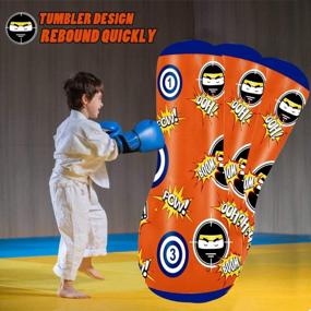 img 3 attached to Kids Punching Bag With Stand - Free Standing Inflatable Bounce Back Boxing Equipment For Practice Kickboxing MMA Karate (Orange)