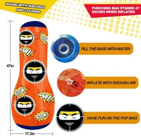 img 2 attached to Kids Punching Bag With Stand - Free Standing Inflatable Bounce Back Boxing Equipment For Practice Kickboxing MMA Karate (Orange)
