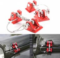 🔒 drizzle red steel hood latches lock kit | high-quality aluminum alloy catch for 2007-2017 jeep wrangler jk jku jl logo