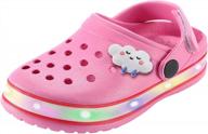 light up kids' garden clogs - non-slip slip-on sandals with led for boys and girls, lightweight and comfortable logo