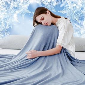 img 3 attached to Cooling Blanket Japanese Q-Max 0.4 Technology Keep Cool In Hot Summer, 78 X 86In Twin Or Baby Sized Blanket For Adults, Children, Babies. Mica Nylon And PE Cool Fabric Breathable Comfortable.(Blue)