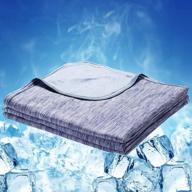 cooling blanket japanese q-max 0.4 technology keep cool in hot summer, 78 x 86in twin or baby sized blanket for adults, children, babies. mica nylon and pe cool fabric breathable comfortable.(blue) 标志