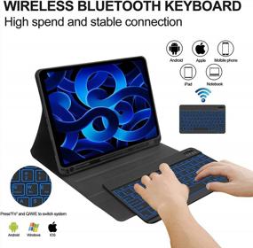 img 2 attached to KVAGO IPad Air (5Th & 4Th Gen) Keyboard Case - 2022/2020 10.9" With 7 Colors Backlit, Pencil Holder, Detachable Wireless Keyboard