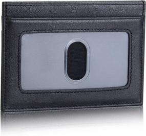 img 2 attached to Black Leather Slim Card Holder: Compact Credit Card Wallet And ID Case For Men And Women