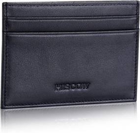img 3 attached to Black Leather Slim Card Holder: Compact Credit Card Wallet And ID Case For Men And Women