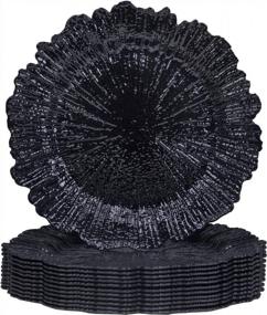 img 4 attached to Enhance Your Dining Experience With MAONAME Black Reef Plate Chargers Set Of 12 – Perfect Decorative Plastic Plates For Table Setting