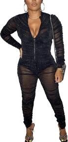 img 4 attached to Bodycon Jumpsuit Patchwork Clubwear X Large Women's Clothing ~ Jumpsuits, Rompers & Overalls