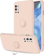 📱 coqibel pink oneplus 9 pro 5g case - liquid silicone with 360° ring kickstand and car mount function - 6.7" inch cover with microfiber liner - slim full body protection logo