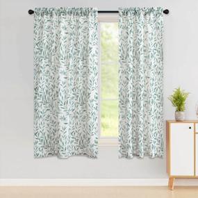 img 4 attached to VOGOL Leaf Pattern Printed Rod Pocket Window Curtains, 63 Inch Length Drapes For Kitchen Living Room Bedroom, 2 Pieces Panels 42 X 63