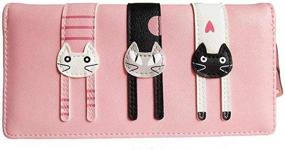 img 3 attached to Stylish Mini Faux Leather Bifold Cat Wallet: Trendy Zipper Clutch for Women and Girls