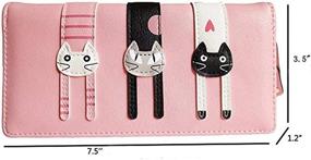 img 1 attached to Stylish Mini Faux Leather Bifold Cat Wallet: Trendy Zipper Clutch for Women and Girls