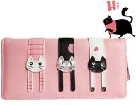 stylish mini faux leather bifold cat wallet: trendy zipper clutch for women and girls logo