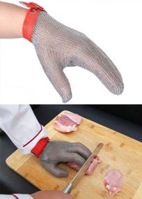 img 1 attached to ThreeH Steel Mesh Safety Gloves For Kitchen, Oyster Shucking, Meat Cutting And Wood Carving - GL08 L